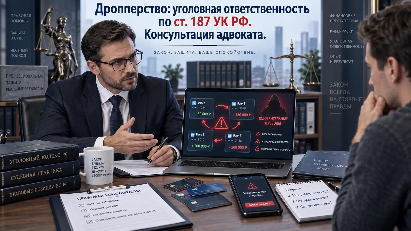 Дропперство и обналичивание через карты третьих лиц: уголовная ответственность